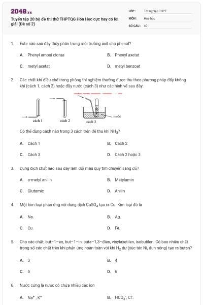 Tuyển tập 20 bộ đề thi thử THPTQG Hóa Học cực hay có lời giải (Đề số 2)