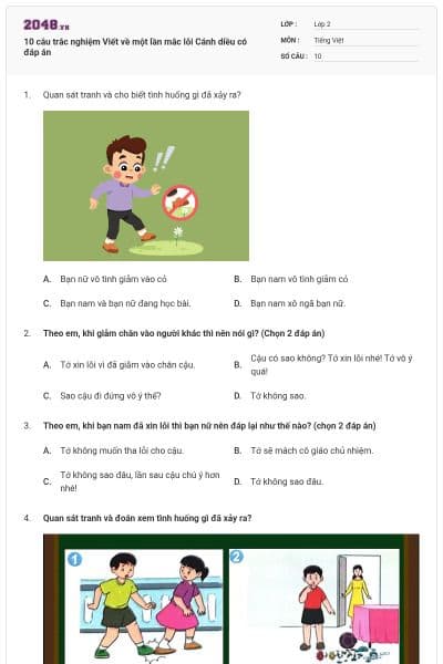 10 câu trắc nghiệm Viết về một lần mắc lỗi Cánh diều có đáp án