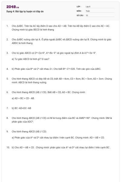 Dạng 4: Bài tập tự luyện có đáp án