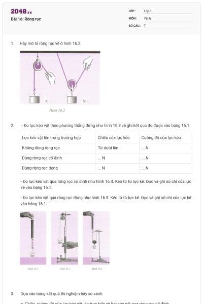 Bài 16: Ròng rọc