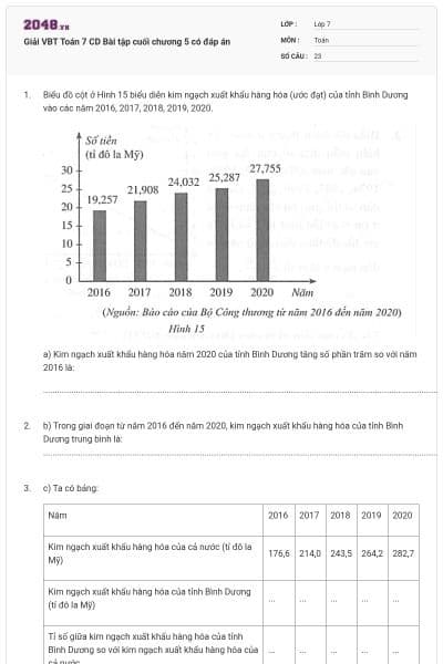 Giải VBT Toán 7 CD Bài tập cuối chương 5 có đáp án