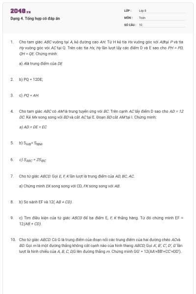 Dạng 4. Tổng hợp có đáp án