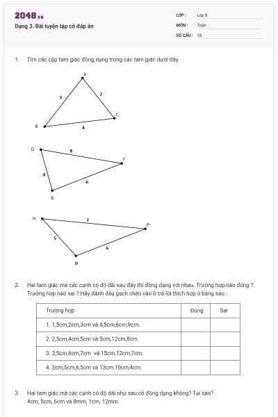 Dạng 3. Bài luyện tập có đáp án