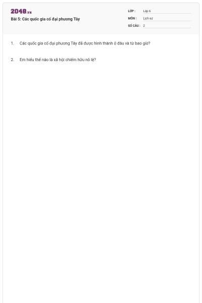 Bài 5: Các quốc gia cổ đại phương Tây