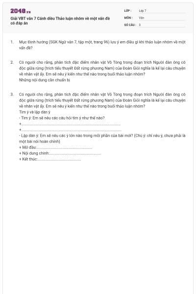 Giải VBT văn 7 Cánh diều Thảo luận nhóm về một vấn đề có đáp án