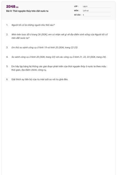 Bài 8: Thời nguyên thủy trên đất nước ta