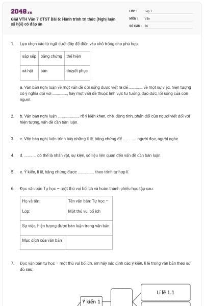 Giải VTH Văn 7 CTST Bài 6: Hành trình tri thức (Nghị luận xã hội) có đáp án