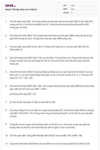 Dạng 5. Bài tập nâng cao có đáp án