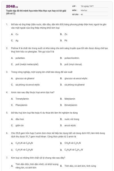 Tuyển tập đề thi minh họa môn Hóa Học cực hay có lời giải (đề số 2)