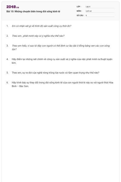 Bài 10: Những chuyển biến trong đời sống kinh tế