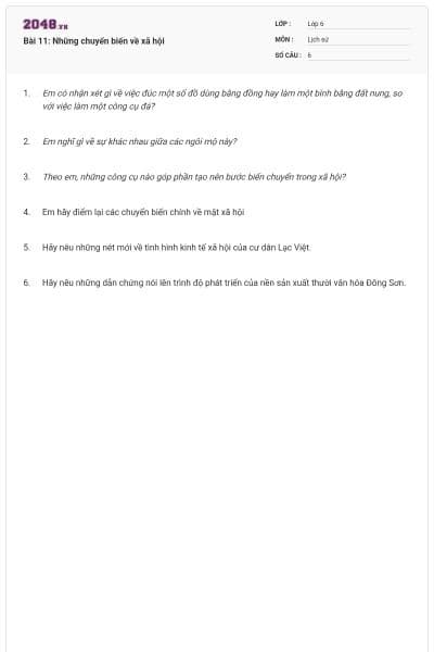 Bài 11: Những chuyển biến về xã hội