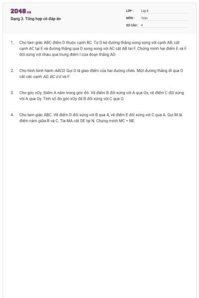 Dạng 3. Tổng hợp có đáp án