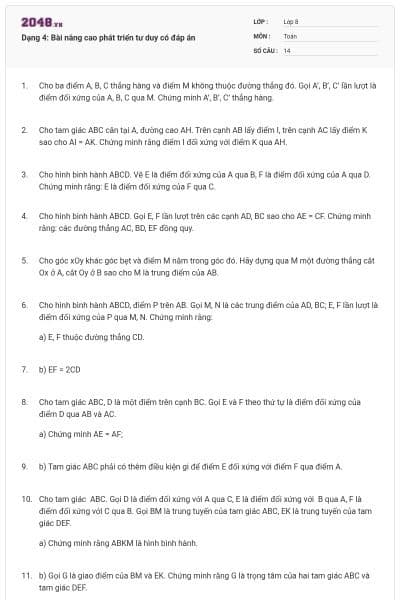 Dạng 4: Bài nâng cao phát triển tư duy có đáp án