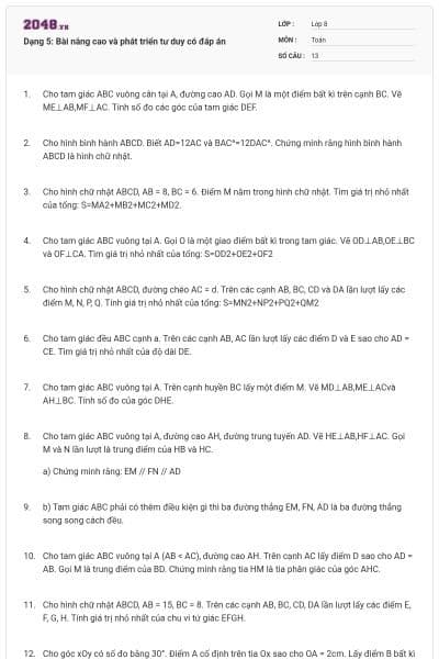 Dạng 5: Bài nâng cao và phát triển tư duy có đáp án