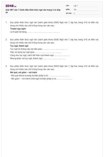 Giải VBT văn 7 Cánh diều Kiến thức ngữ văn trang 3 có đáp án