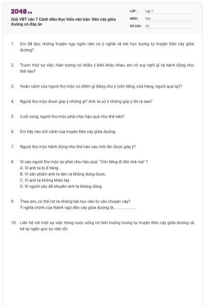 Giải VBT văn 7 Cánh diều Đọc hiểu văn bản: Đẽo cày giữa đường có đáp án