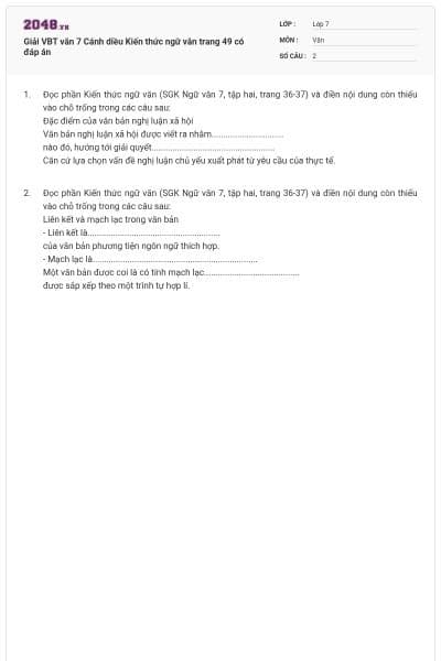 Giải VBT văn 7 Cánh diều Kiến thức ngữ văn trang 49 có đáp án