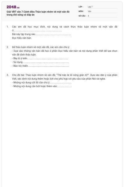 Giải VBT văn 7 Cánh diều Thảo luận nhóm về một vấn đề trong đời sống có đáp án