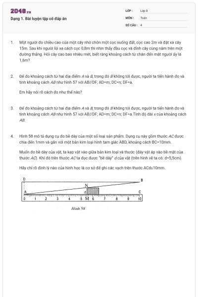 Dạng 1. Bài luyện tập có đáp án