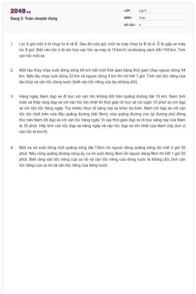Dạng 2: Toán chuyển động