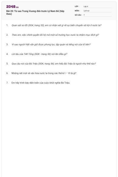Bài 20: Từ sau Trưng Vương đến trước Lý Nam Đế (tiếp theo)
