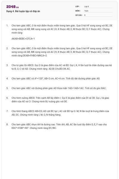 Dạng 4. Bài luyện tập có đáp án