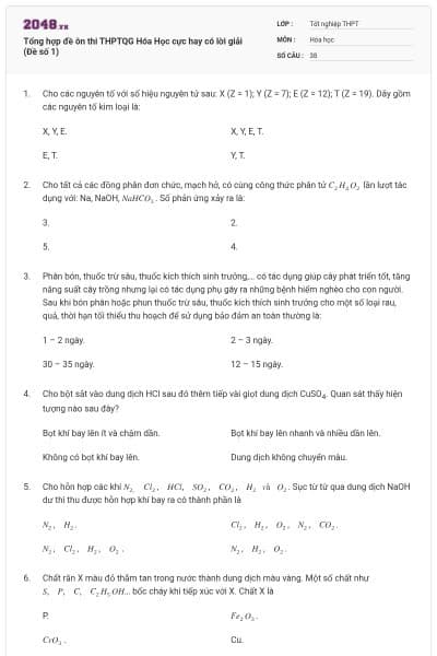 Tổng hợp đề ôn thi THPTQG Hóa Học cực hay có lời giải (Đề số 1)