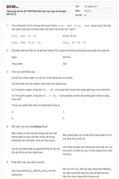 Tổng hợp đề ôn thi THPTQG Hóa Học cực hay có lời giải (Đề số 2)