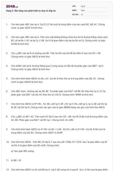 Dạng 5. Bài nâng cao phát triển tư duy có đáp án