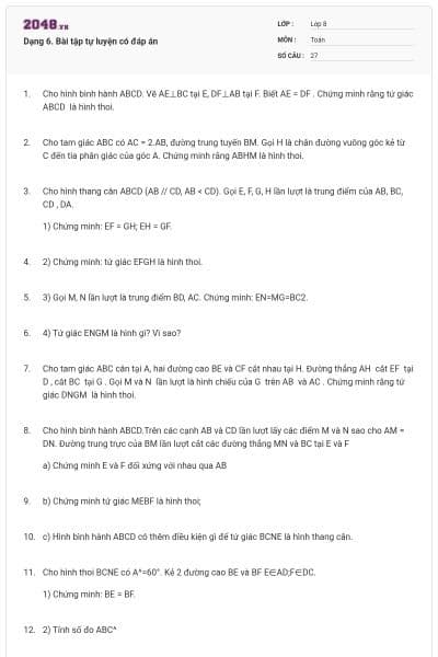 Dạng 6. Bài tập tự luyện có đáp án