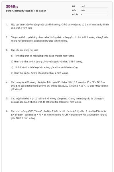 Dạng 4. Bài tập tự luyện số 1 có đáp án