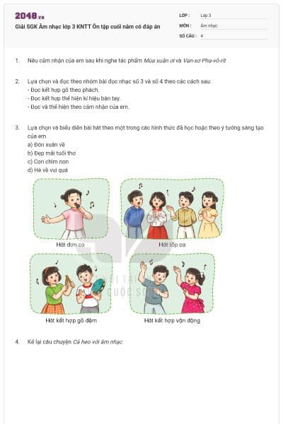 Giải SGK Âm nhạc lớp 3 KNTT Ôn tập cuối năm có đáp án