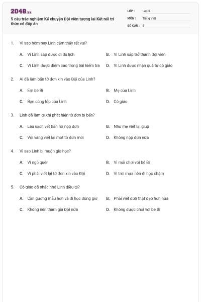 5 câu trắc nghiệm Kể chuyện Đội viên tương lai Kết nối tri thức có đáp án