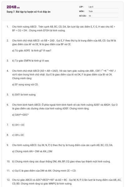 Dạng 7. Bài tập tự luyện số 4 có đáp án