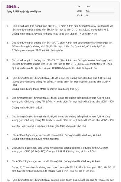 Dạng 7. Bài luyện tập có đáp án