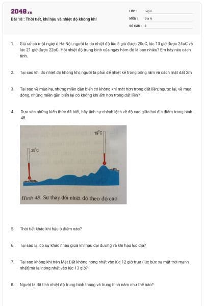 Bài 18 : Thời tiết, khí hậu và nhiệt độ không khí