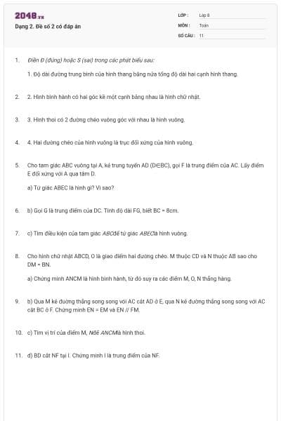 Dạng 2. Đề số 2 có đáp án