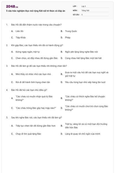 5 câu trắc nghiệm Đọc mở rộng Kết nối tri thức có đáp án