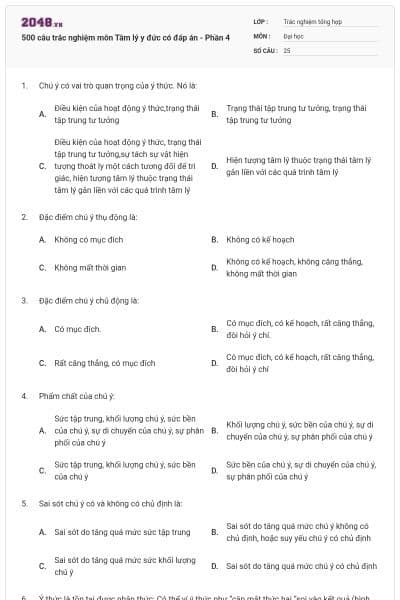 500 câu trắc nghiệm môn Tâm lý y đức có đáp án - Phần 4