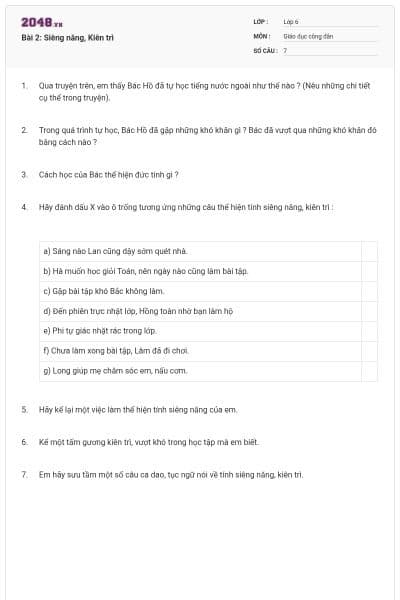 Bài 2: Siêng năng, Kiên trì