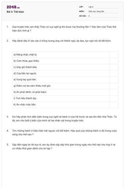 Bài 3: Tiết kiệm