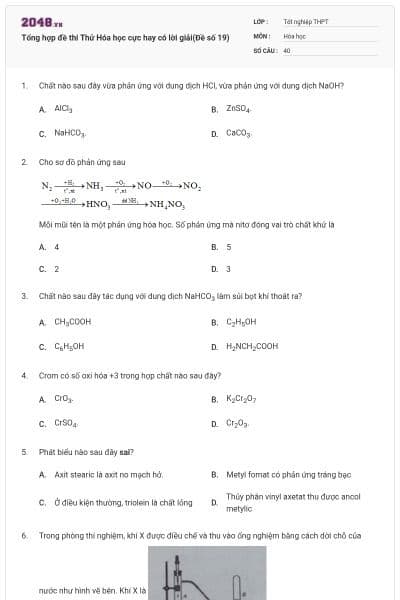 Tổng hợp đề thi Thử Hóa học cực hay có lời giải(Đề số 19)