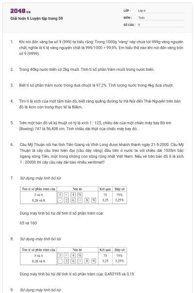 Giải toán 6 Luyện tập trang 59