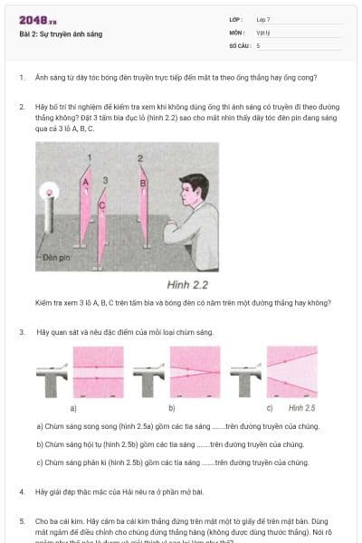 Bài 2: Sự truyền ánh sáng