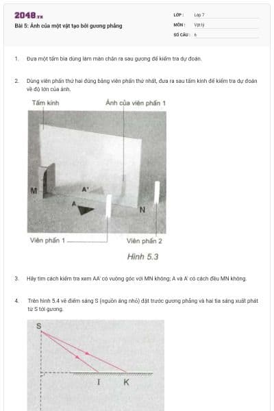 Bài 5: Ảnh của một vật tạo bởi gương phẳng