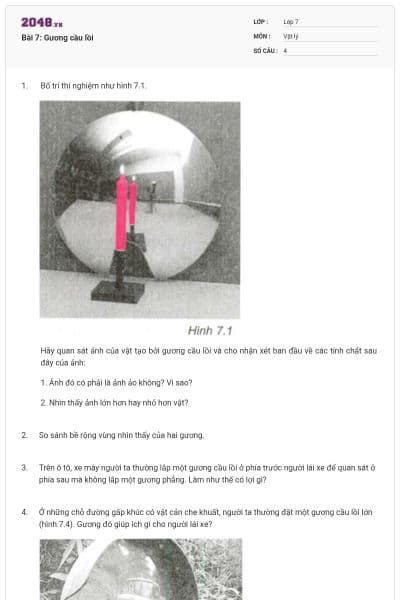 Bài 7: Gương cầu lồi