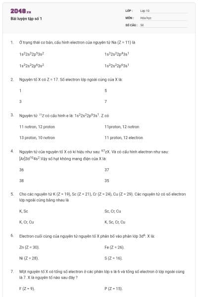 Bài luyện tập số 1