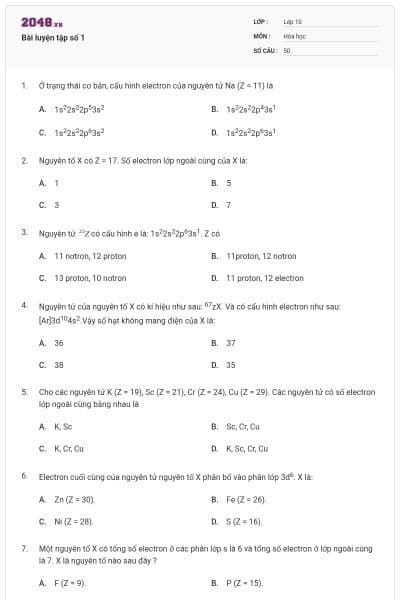 Bài luyện tập số 1