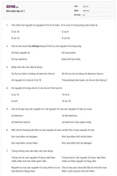 Bài luyện tập số 1