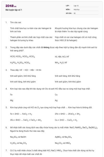 Bài luyện tập số 1